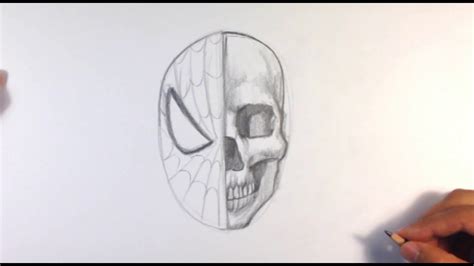 How to Draw Spider-Man Half Skull - YouTube