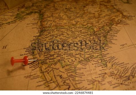 Vintage Map Usa Pin On Los Stock Photo 2246874481 | Shutterstock