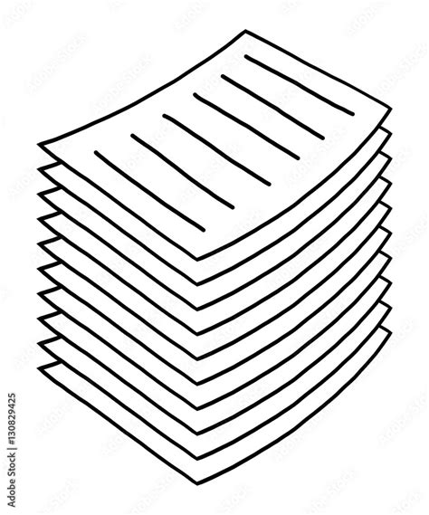 stack of paper / cartoon vector and illustration, black and white, hand drawn, sketch style ...