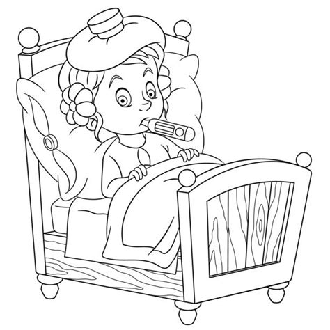 Cartoon Of A Sick Girl Lying Bed Illustrations, Royalty-Free Vector ...