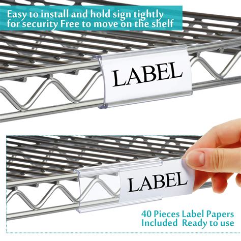 40 Packs Plastic Shelf Label Tags Metro Shelf Label Holders for Wire ...