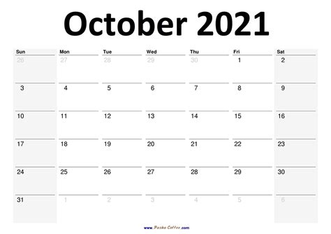 2021 October Calendar Planner Printable Monthly