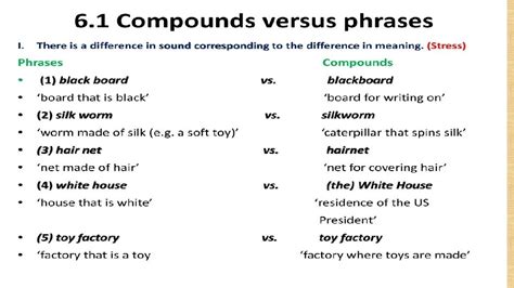 DERIVATIONAL MORPHOLOGY a English Compounding Compounds are distinguished