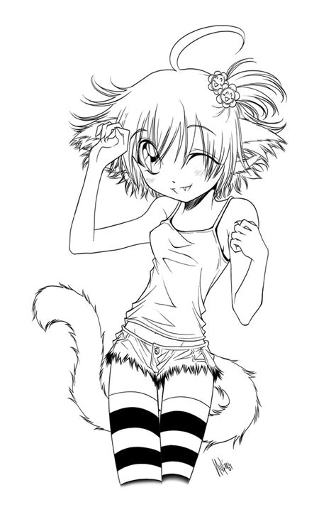 Anime Cat Girl Coloring Pages at GetColorings.com | Free printable ...