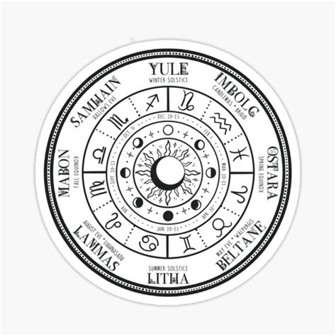 "Wheel of the Year - Black" Sticker for Sale by MyaBeee | Redbubble