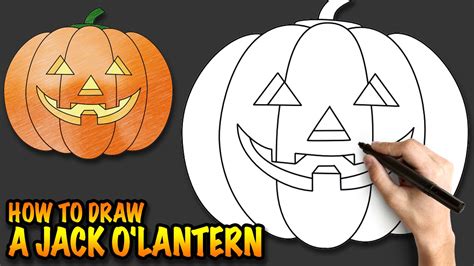 How to draw a Jack o'Lantern - a Halloween Pumpkin - Easy step-by-step ...