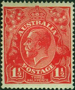 Stamp: King George V (Australia(King George V Issue) Mi:AU 71XA,Sn:AU 68c,Yt:AU 52(B),Sg:AU 87 ...