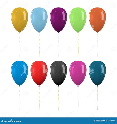 Colored Realistic Glossy Helium Balloon Set. Isolated Vector ...