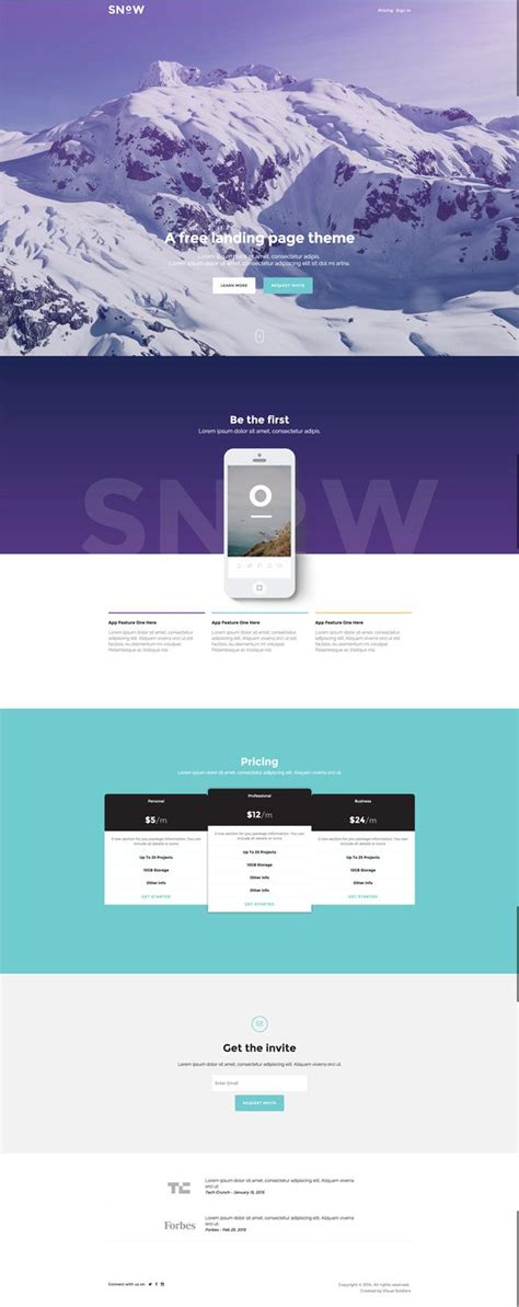 Snow-Free-Bootstrap-Landing-Page-Theme | Wordpress app, App landing ...