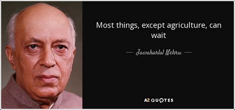 Jawaharlal Nehru quote: Most things, except agriculture, can wait