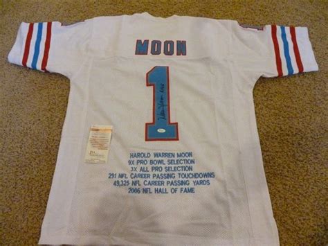 #1 WARREN MOON Houston Oilers NFL QB White Stats Throwback Jersey ...