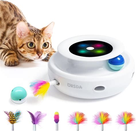 Amazon.com : ORSDA 2in1 Interactive Cat Toys for Indoor Cats, Timer Auto On/Off, Cat Toy Balls ...