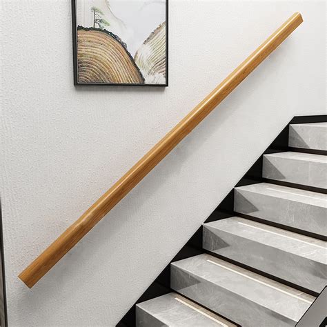 Wooden Stair Handrail, Single Piece Handrails, Complete Kit with Metal Bracket, Safety Anti-Slip ...