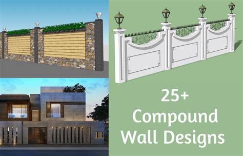 simple compound wall design pattern with photos - Tricity Property Searches