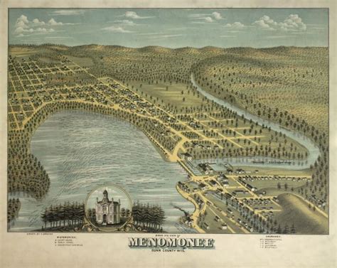 Bird's-Eye View of Menomonie | Map or Atlas | Wisconsin Historical Society