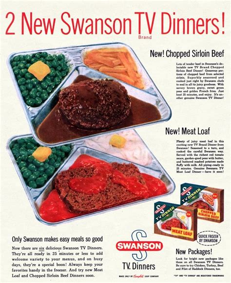 Two new Swanson TV Dinners [1958] : r/vintageads