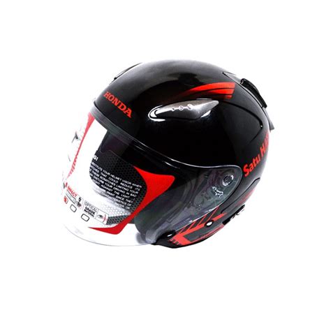 Helm Honda Half Face KYT Black Red Merah Hitam Helmet - 87100HFBLR ...