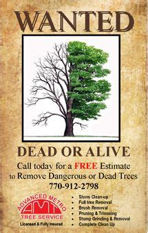 Wanted Poster for Tree Service Company | Tree removal service, Tree service, Tree removal