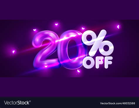 20 percent off discount creative composition 3d Vector Image