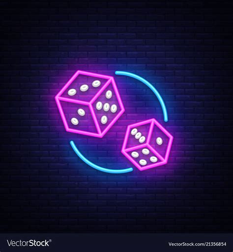 Dice Neon sign vector design template. Dice Game symbols neon logo, light banner design element ...