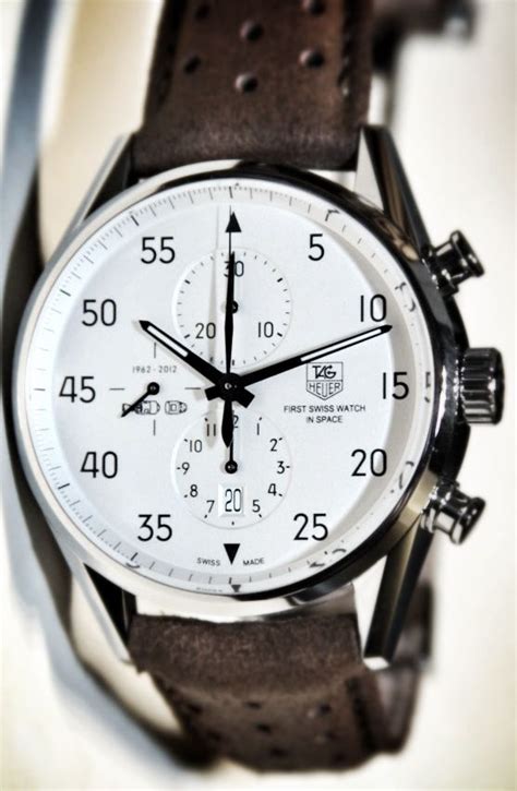 mens brown leather watch with white face - Hilaria Romo