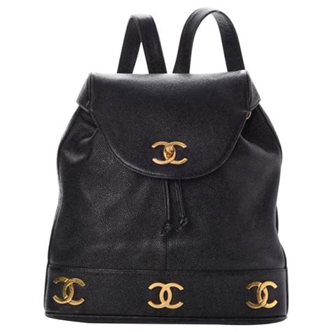 Chanel Drawstring Vintage 1990s Cc Rucksack Black Caviar Leather Backpack For Sale at 1stDibs ...