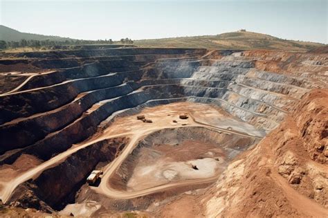 Premium AI Image | open pit of coal mine from above view