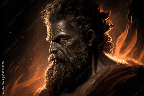 Hephaestus, god of fire in Greek mythology. Vulcan in roman mythology ...