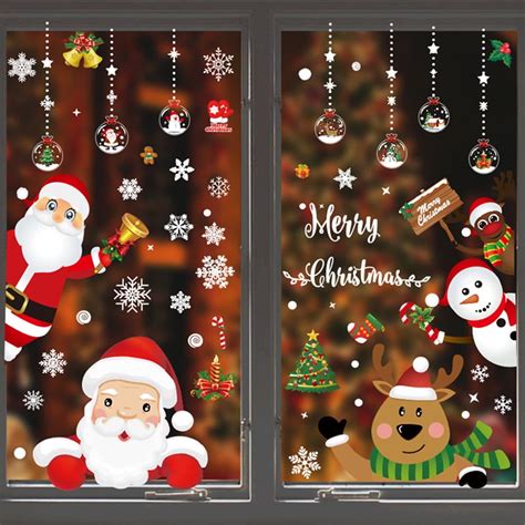 Xmas Window Clings - Santa & Reindeer PVC Stickers for Decorations ...