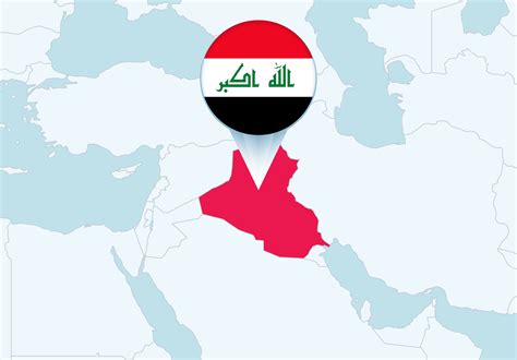 Asia with selected Iraq map and Iraq flag icon. 28134200 Vector Art at ...