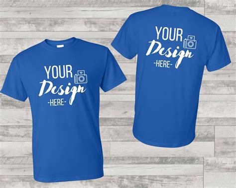 Front & Back Royal Blue Tshirt Mockup, Gildan Tshirt MockUp, Digital ...