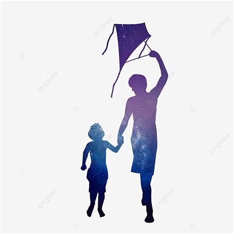 Kid Flying Kite Silhouette PNG Free, Father Kid Flying Kite Silhouette ...