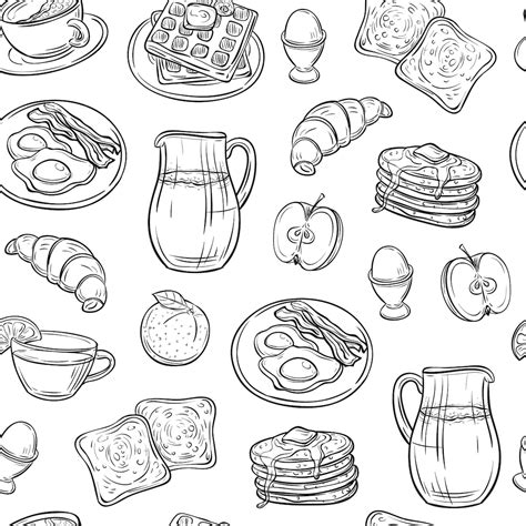 Premium Vector | Breakfast doodle set