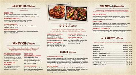 Online Menu of Lucilles Smokehouse Bar-B-Que Restaurant, Tempe, Arizona ...