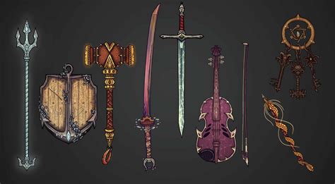 [OC] [Art] a collection of definitely not cursed magic weapons : r/DnD