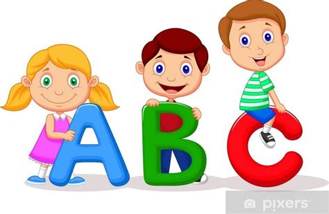 Sticker Children with ABC alphabet - PIXERS.US