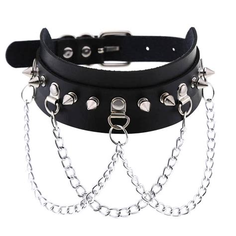 BDSM play collar, Black Spike choker collar women/men punk Vegan ...