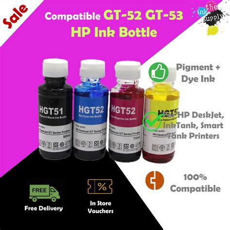 Smart Tank 515 615 Compatible GT 52 GT 53XL HP Printer Ink Bottle ...