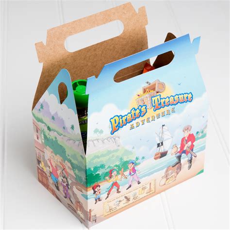 6 7/16" x 4" x 3 3/4" Kids Take-Out Meal Box with Pirate Design - 96/Case