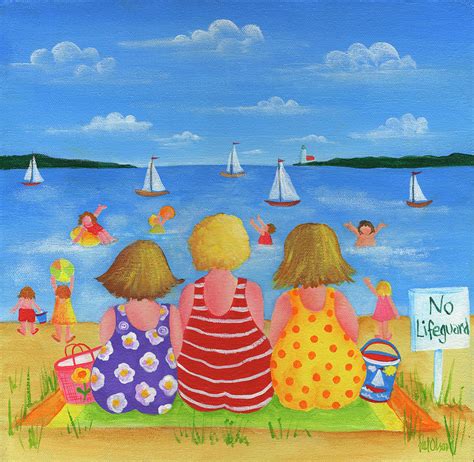 Beach People 2 Painting by Pat Olson Fine Art And Whimsy - Fine Art America