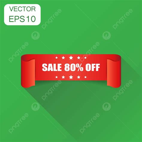 80 Sale Ribbon Vector Illustration On Green Background Vector, Value ...