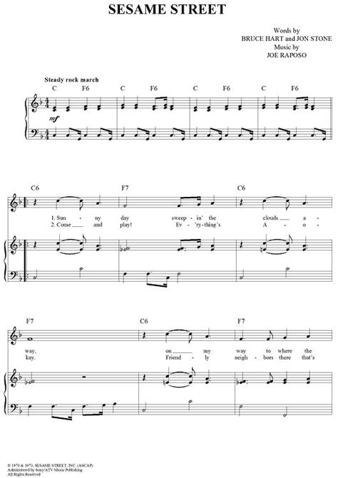 Sesame Street Theme | Sheet music, Printable sheet music, Digital sheet ...