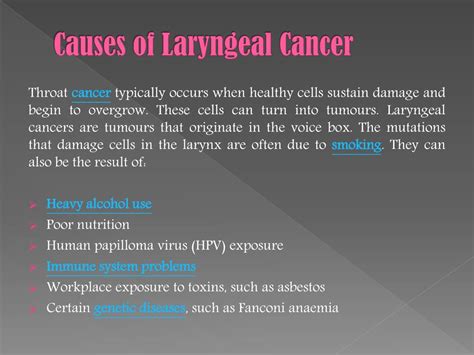 PPT - Laryngeal Cancer: Symptoms, causes, diagnosis and treatment ...