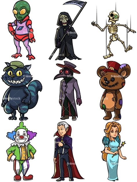 Halloween Characters Cartoon Vector Clipart - FriendlyStock