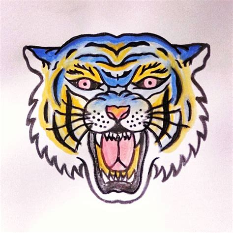 Traditional Tiger Head Tattoo