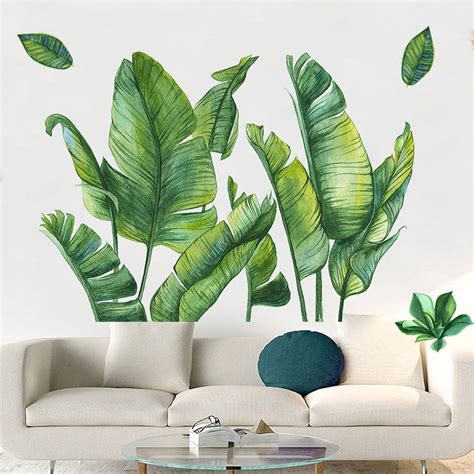 Big leaf wall decaltropical Green leaves wall stickers | Etsy