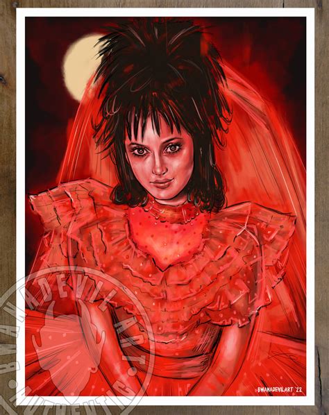 Lydia Deetz (Wedding dress) Beetlejuice 9x12 in. art prints | BwanaDevilArt