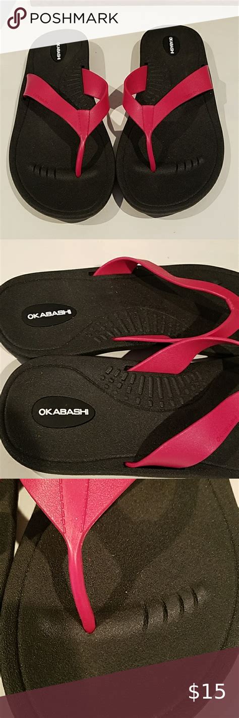 Okabashi flip flops Sort of a pomegranate color See last pic for size chart. These are LL, 11-12 ...