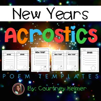 New Years Acrostic Poem Templates by Courtney Keimer | TpT