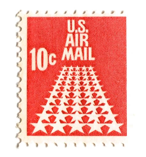 10 Vintage 1968 Air Mail Postage Stamps 10 Cent Red Air Mail | Etsy